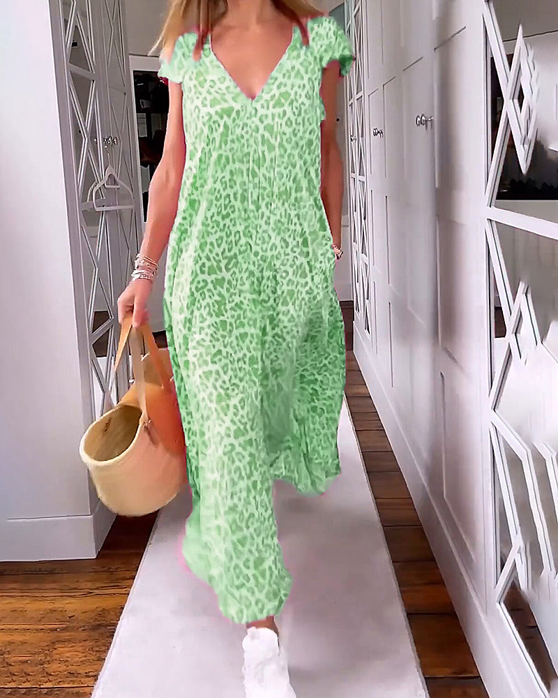 Madison Exclusive Dress with V Neck and Short Sleeves Everyday Luxe Edit