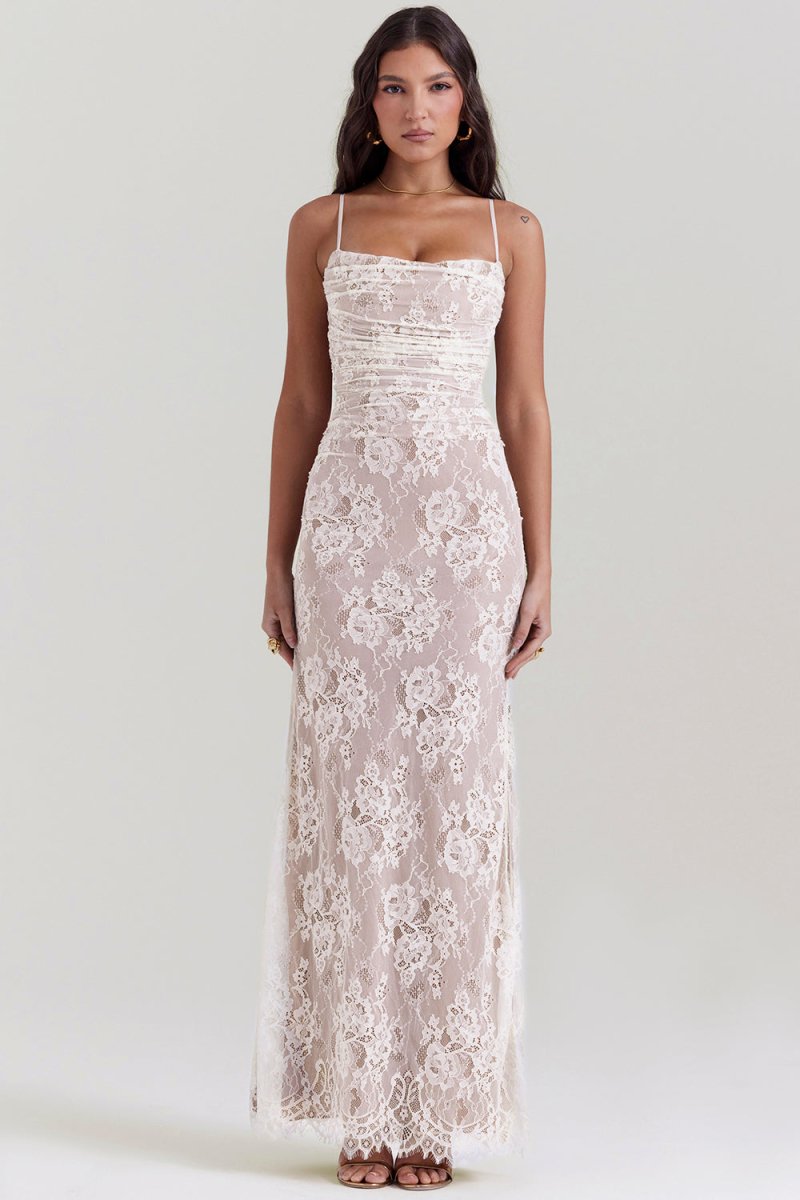Meira - Shoulder - On Floral Lace Maxi Dress