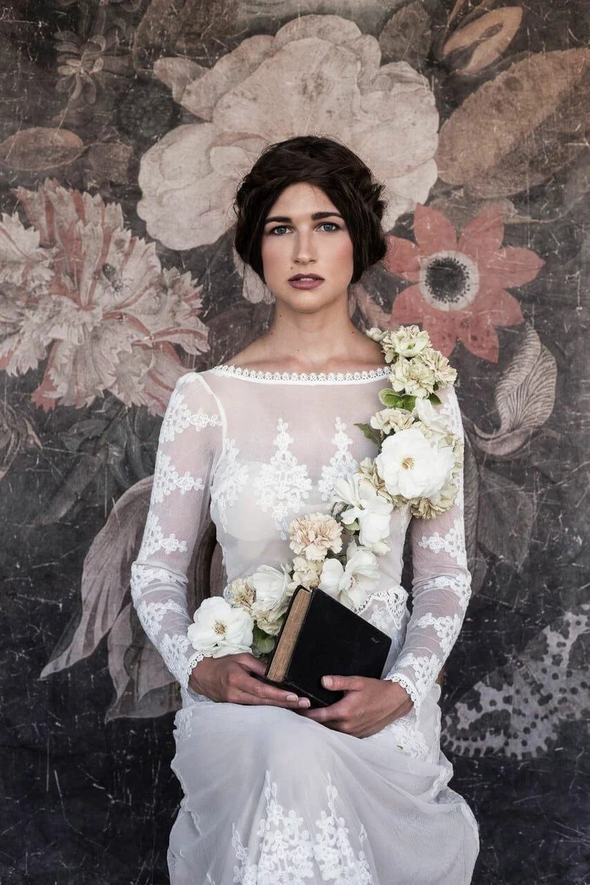 Lace Long Sleeve Backless Boho Wedding Gowns Rustic Wedding Dress (ZD15276) - View 5 | VelvetHem