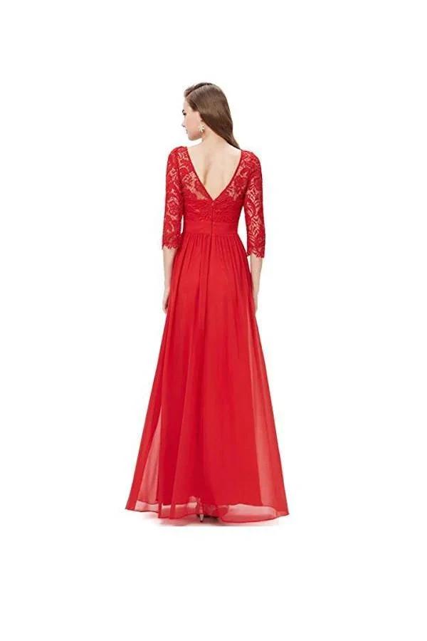 Lace Long Sleeve Floor Length Evening Dress Prom Dress (ZD13177)