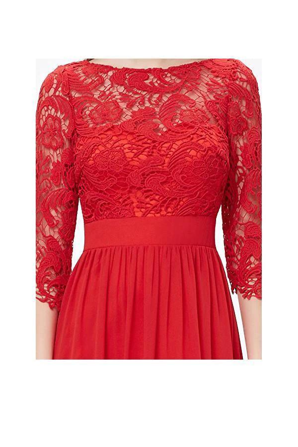 Lace Long Sleeve Floor Length Evening Dress Prom Dress (ZD13177) - View 3 | VelvetHem