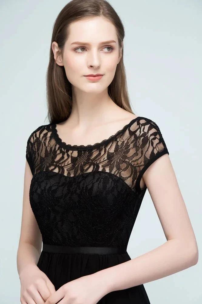 Lace Top Chiffon A-line Short Scoop Bridesmaid Dresses (ZD13059)