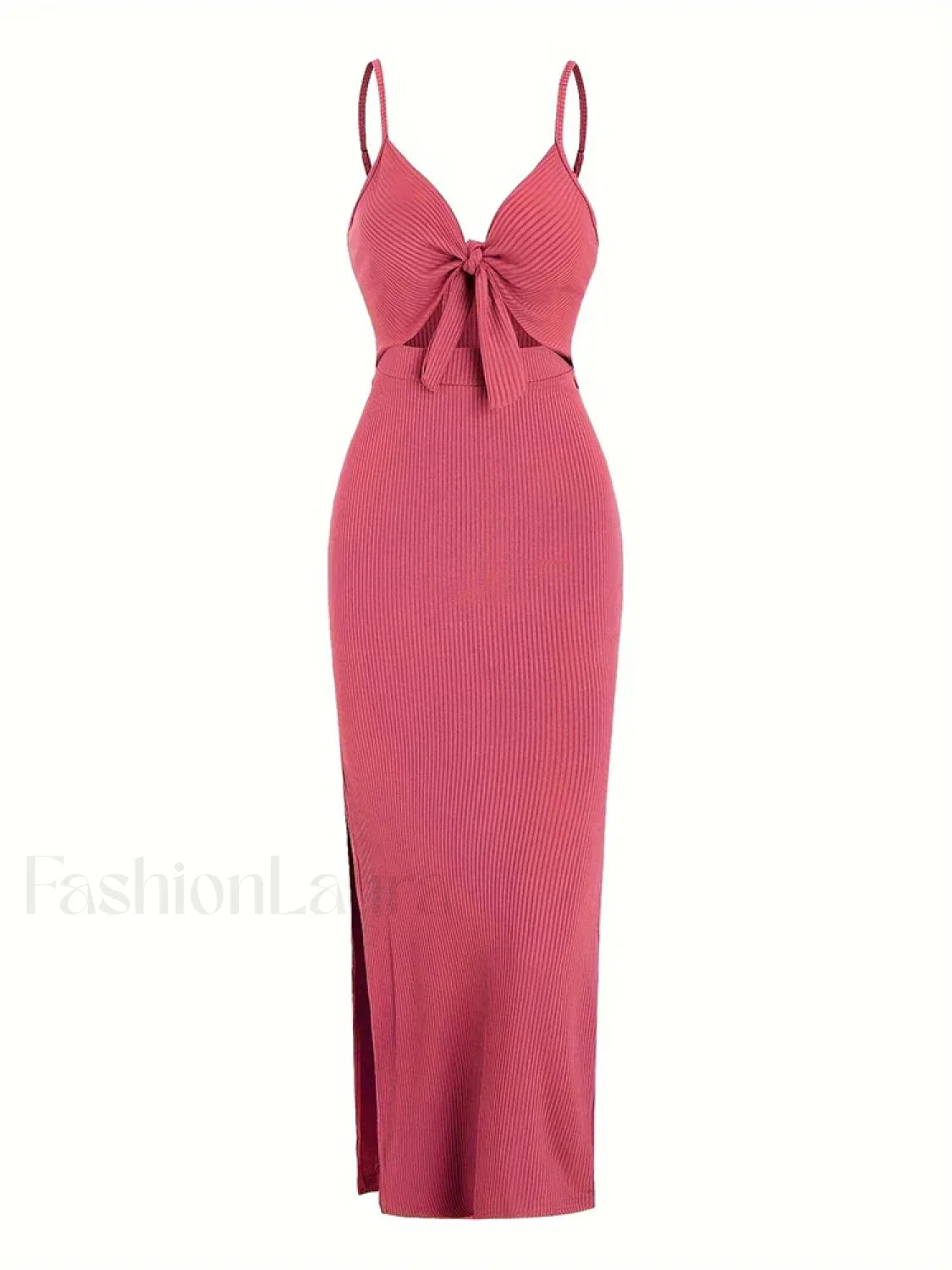 Lace-Up Bow V-Neck Midi Dress
