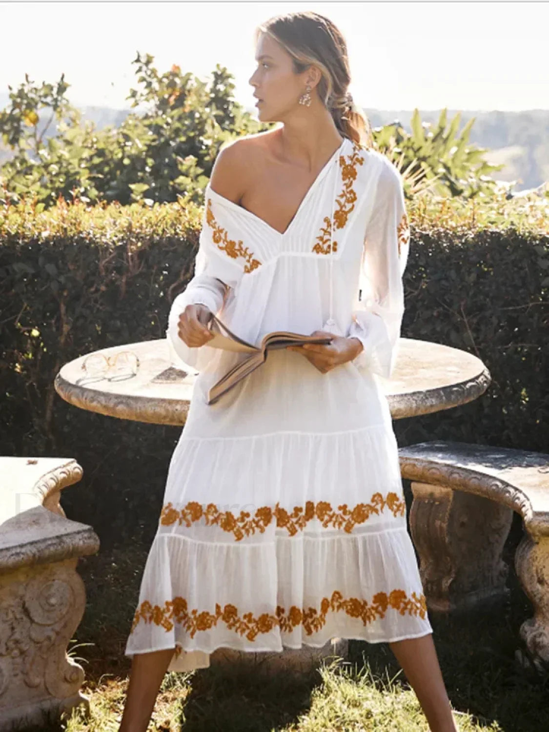 Lace-Up Mini Boho Dress