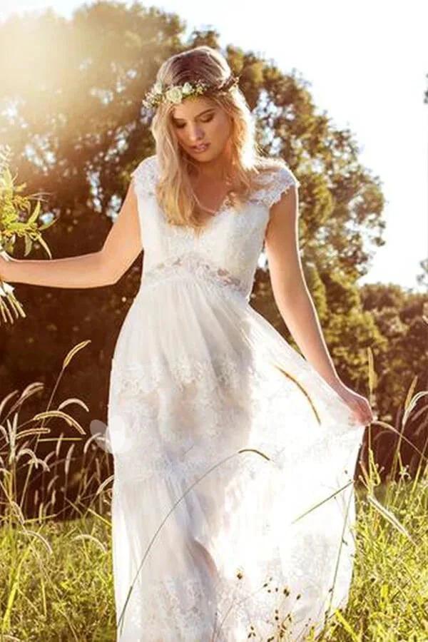 Latest Long A-line Sweetheart Empire Waist Lace Tulle Wedding Dress (ZD14367)