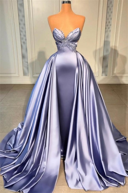 Lavender Long Glitter Sleeveless Prom Dress With Beads A-Line