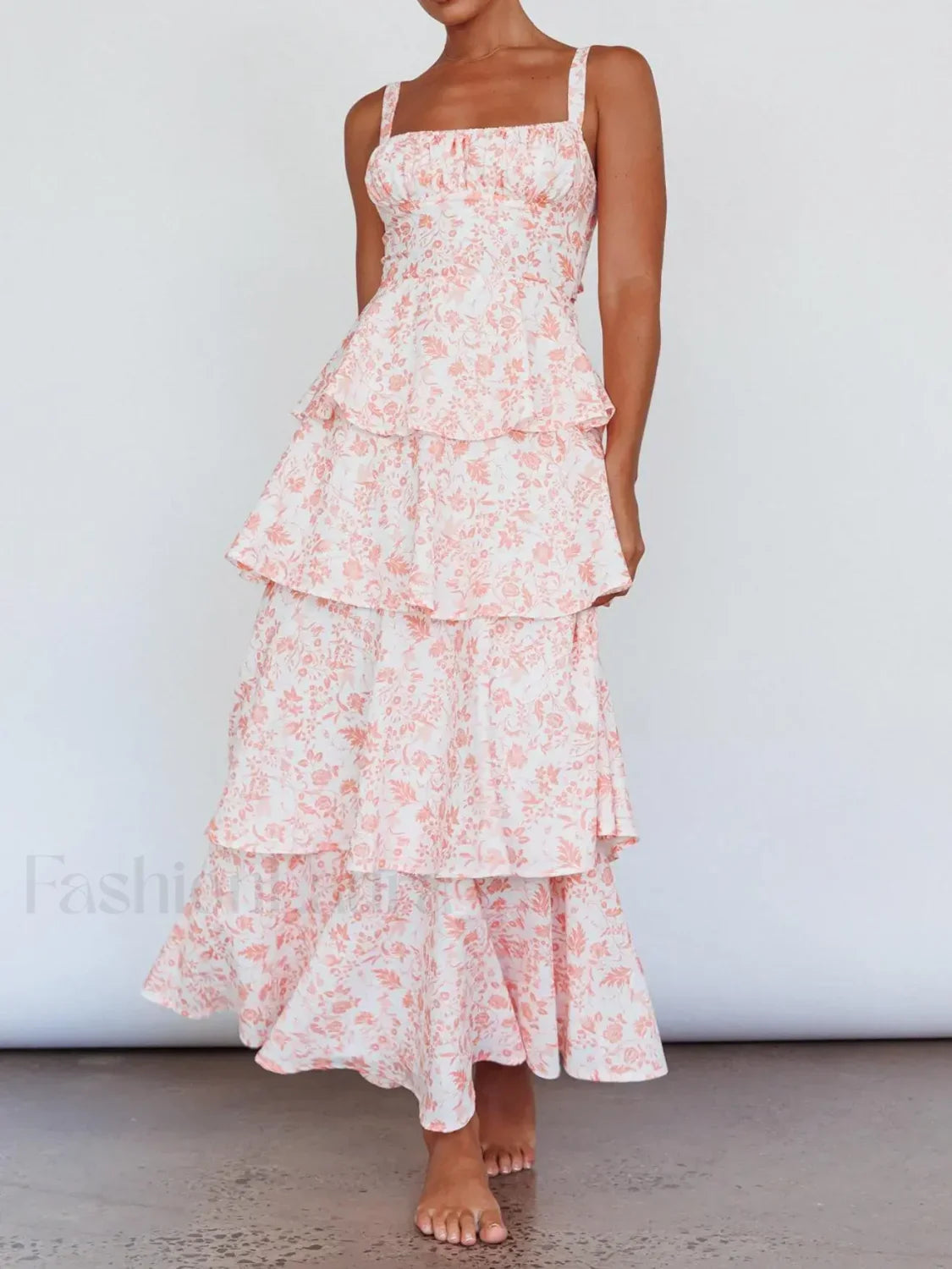 Layered Ruffle Bohemian Floral Dress