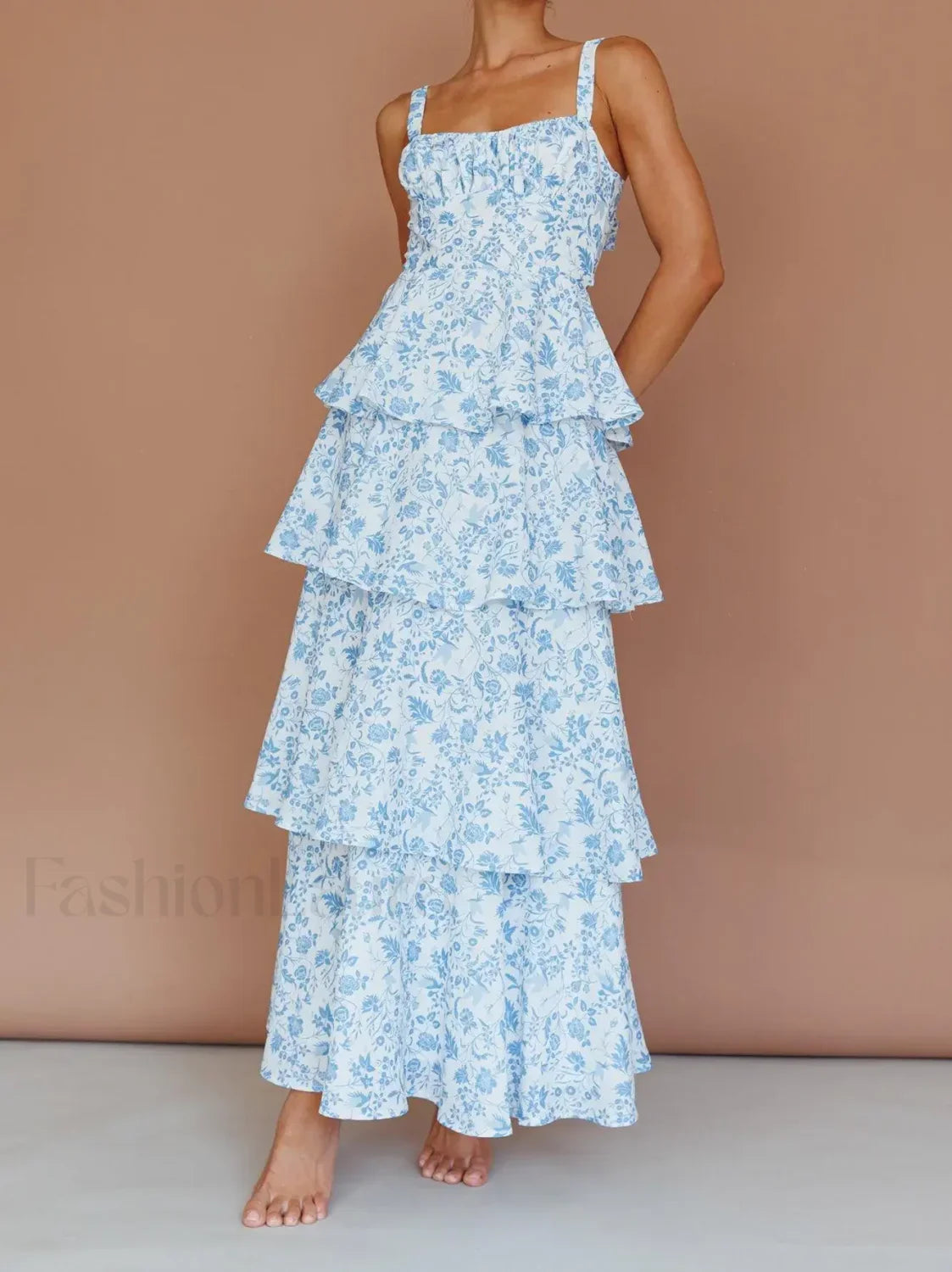Layered Ruffle Bohemian Floral Dress