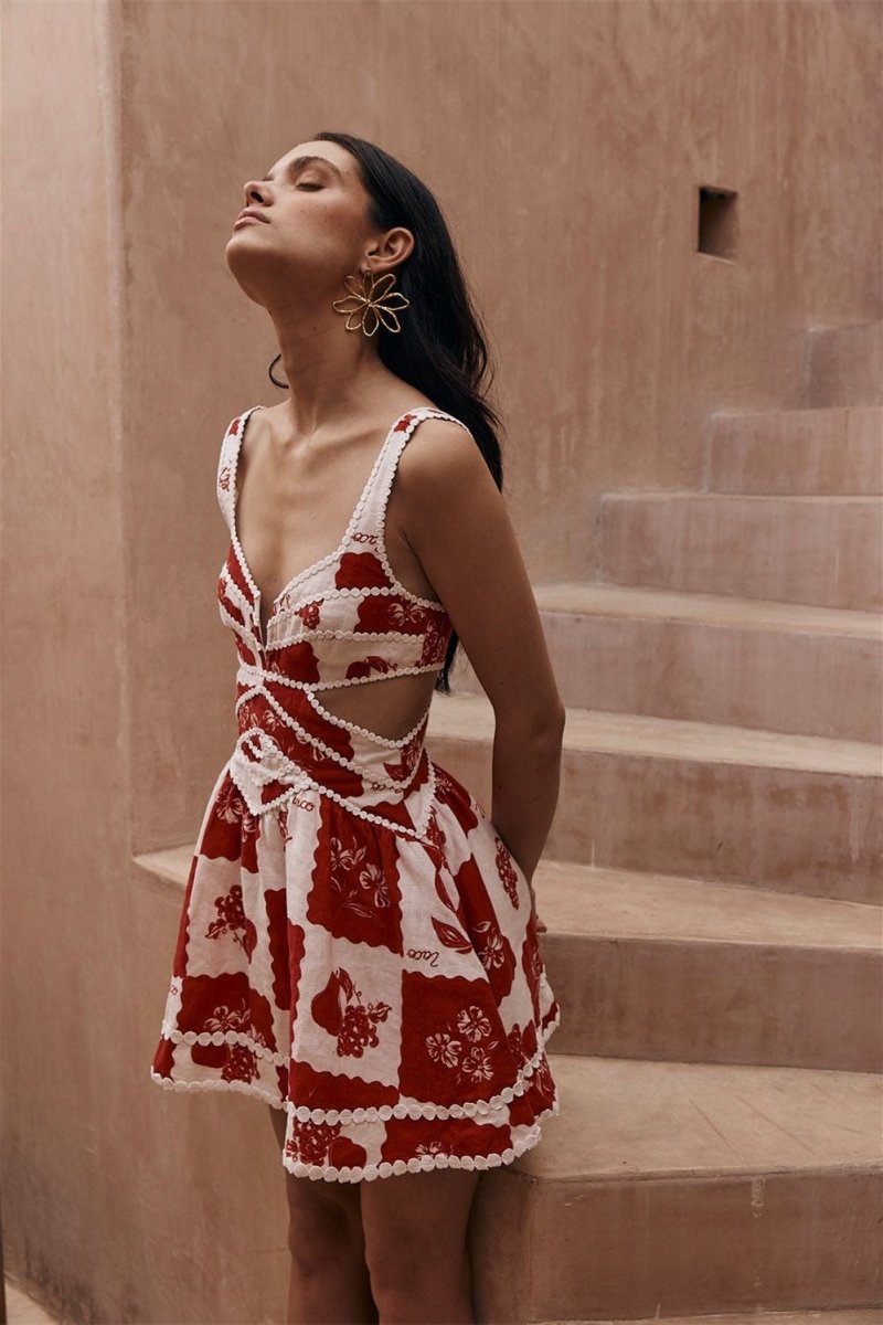 Ornella Boutique Printed Mini Dress with Cut Outs Collection