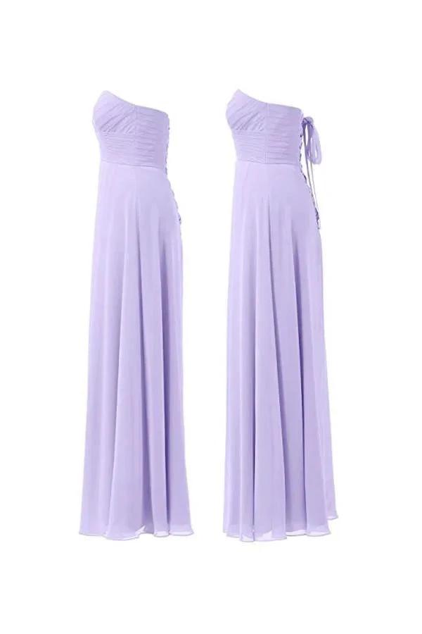Lilac Chiffon Bridesmaid Dress Floor Length Prom Evening Gown (ZD13183)