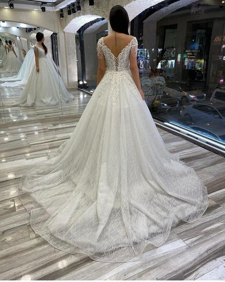 Long A-Line Sweetheart Backless Sequins Appliques Lace Wedding Dresses (ZD15069)