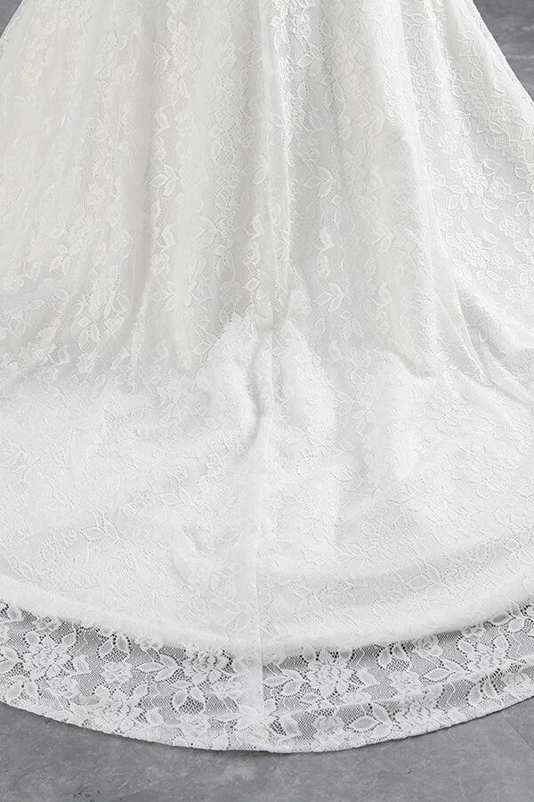 Long Mermaid Lace Off Shoulder Lace-up Wedding Dress (ZD14413)