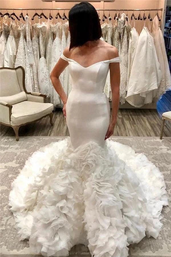 Long Mermaid Off-the-shoulder Tulle Wedding Dresses (ZD14469)