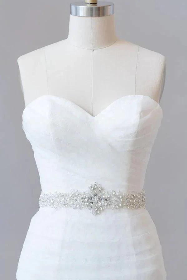 Long Mermaid Strapless Tulle Lace Wedding Dress (ZD14411)