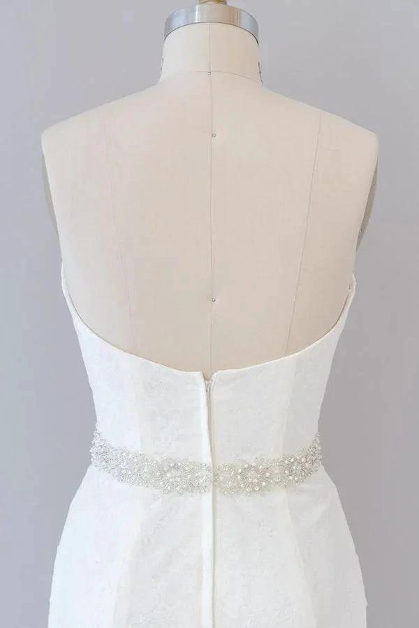 Long Mermaid Strapless Tulle Lace Wedding Dress (ZD14411)