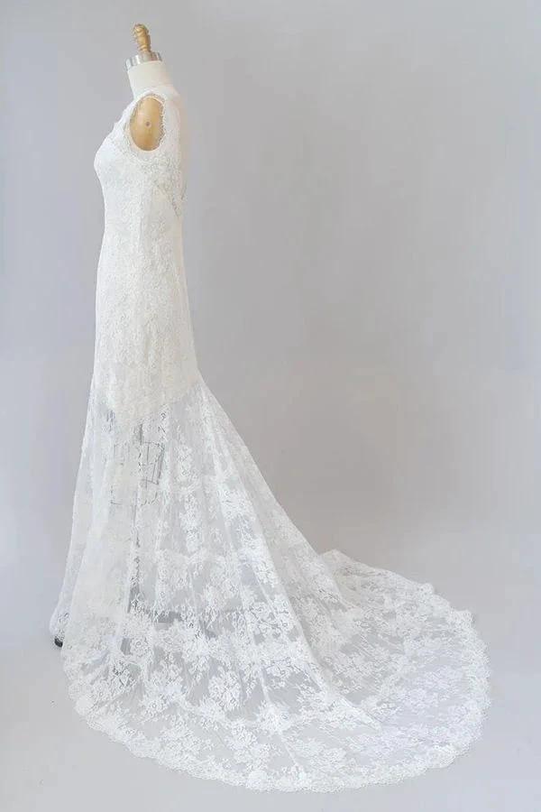 Long Mermaid Sweetheart Lace Backless Wedding Dress (ZD14380)