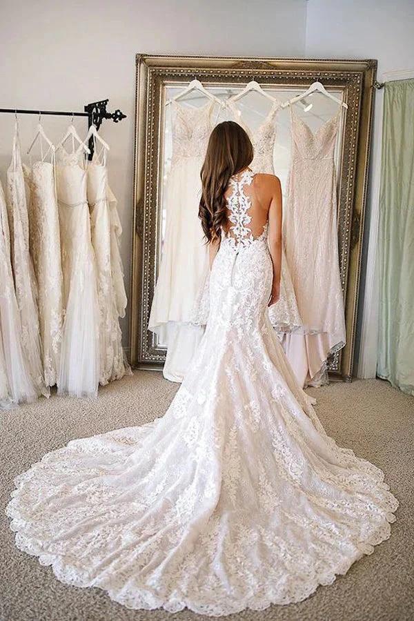 Long Mermaid Sweetheart Wedding Dresses With Appliques Lace (ZD15010)