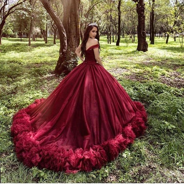 Long Princess Off-the-shoulder Tulle Wedding Dress (ZD15113)