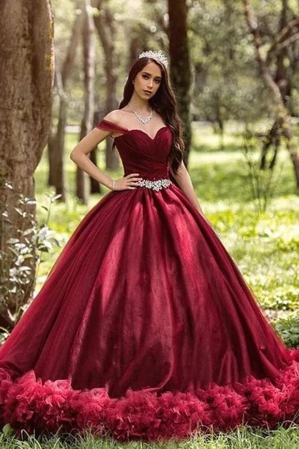 Long Princess Off-the-shoulder Tulle Wedding Dress (ZD15113)