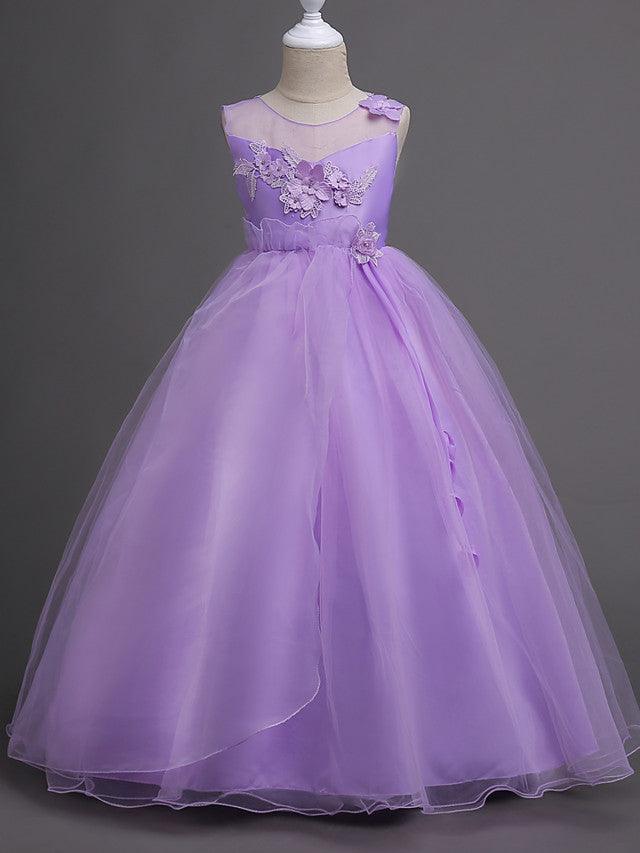 Long Princess Tulle Wedding Birthday Pageant Flower Girl Dresses - photo 5