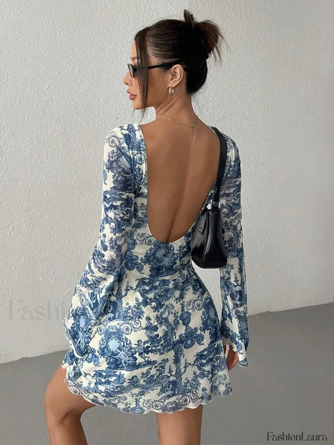 Long-Sleeve Bodycon Floral Dress