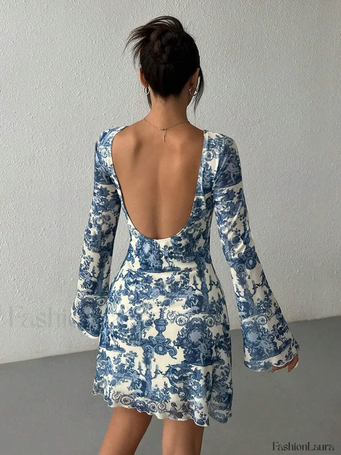 Long-Sleeve Bodycon Floral Dress