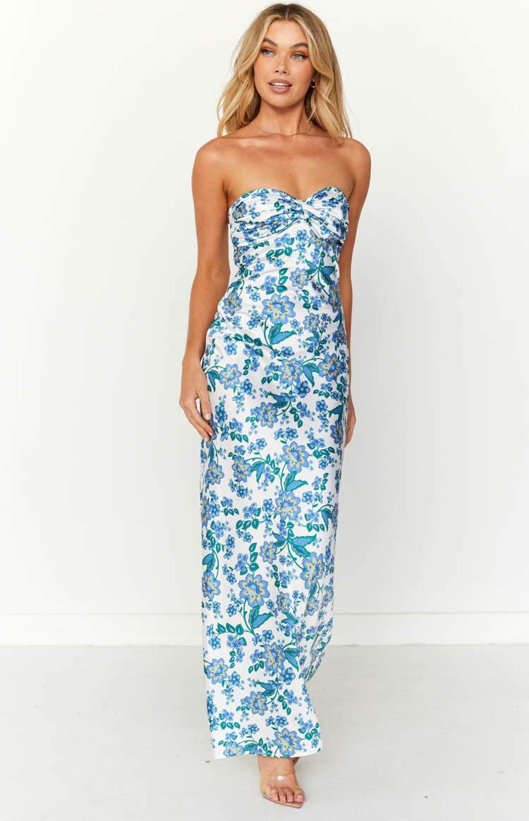 Paulina Luxe Printed Maxi Tube Dress with Knot Detail Boutique Collection