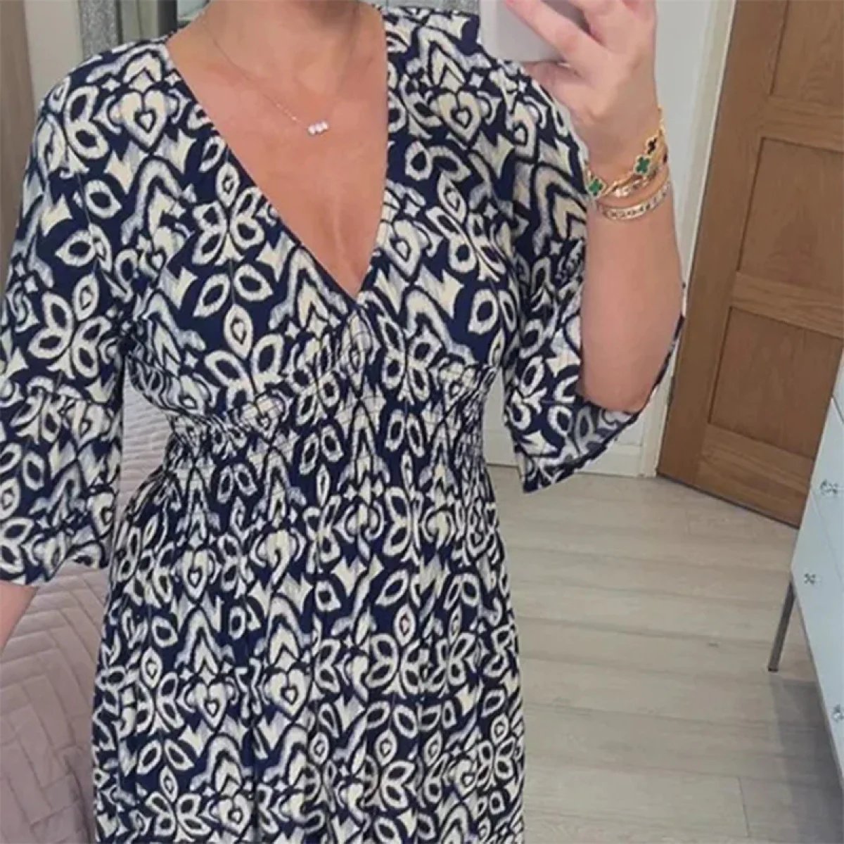 Albina Stylish V-neck Floral Dress for Women Light Breezy Style