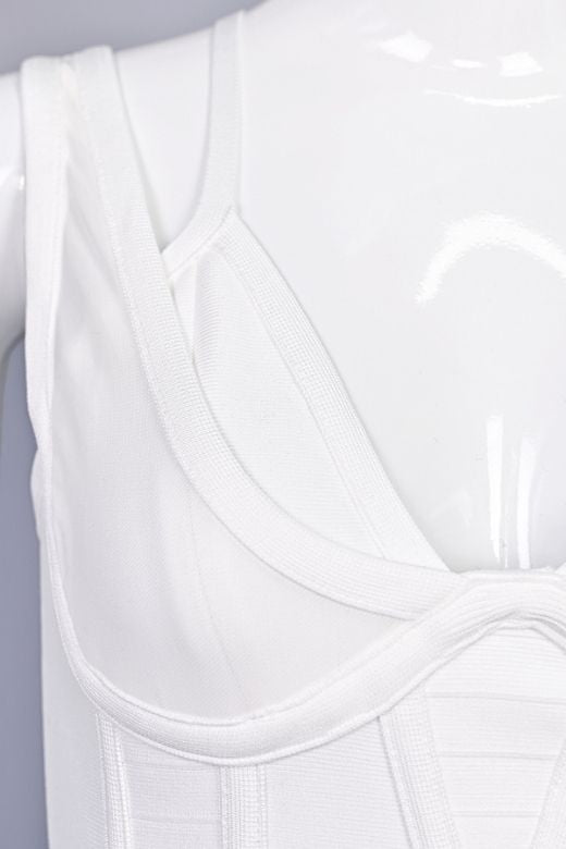 Lucy Bandage Midi Dress - White Pearl