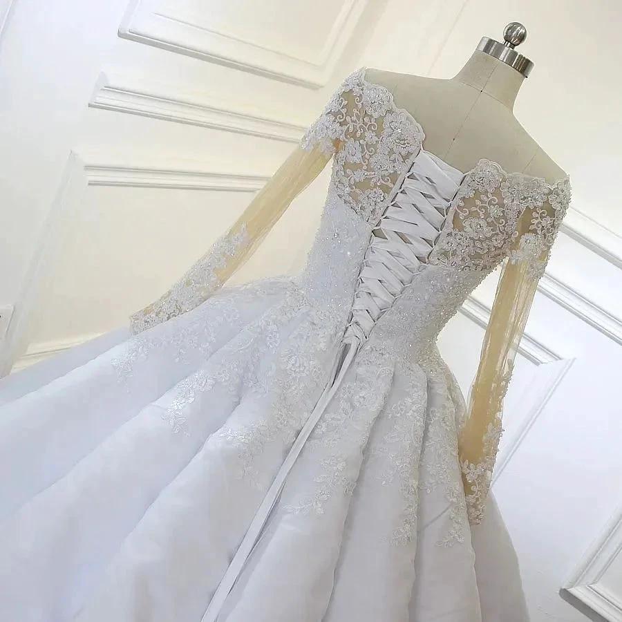 Luxurious Princess White A-line Long Sleeves Lace Wedding Dress (ZD14546) - View 4 | VelvetHem