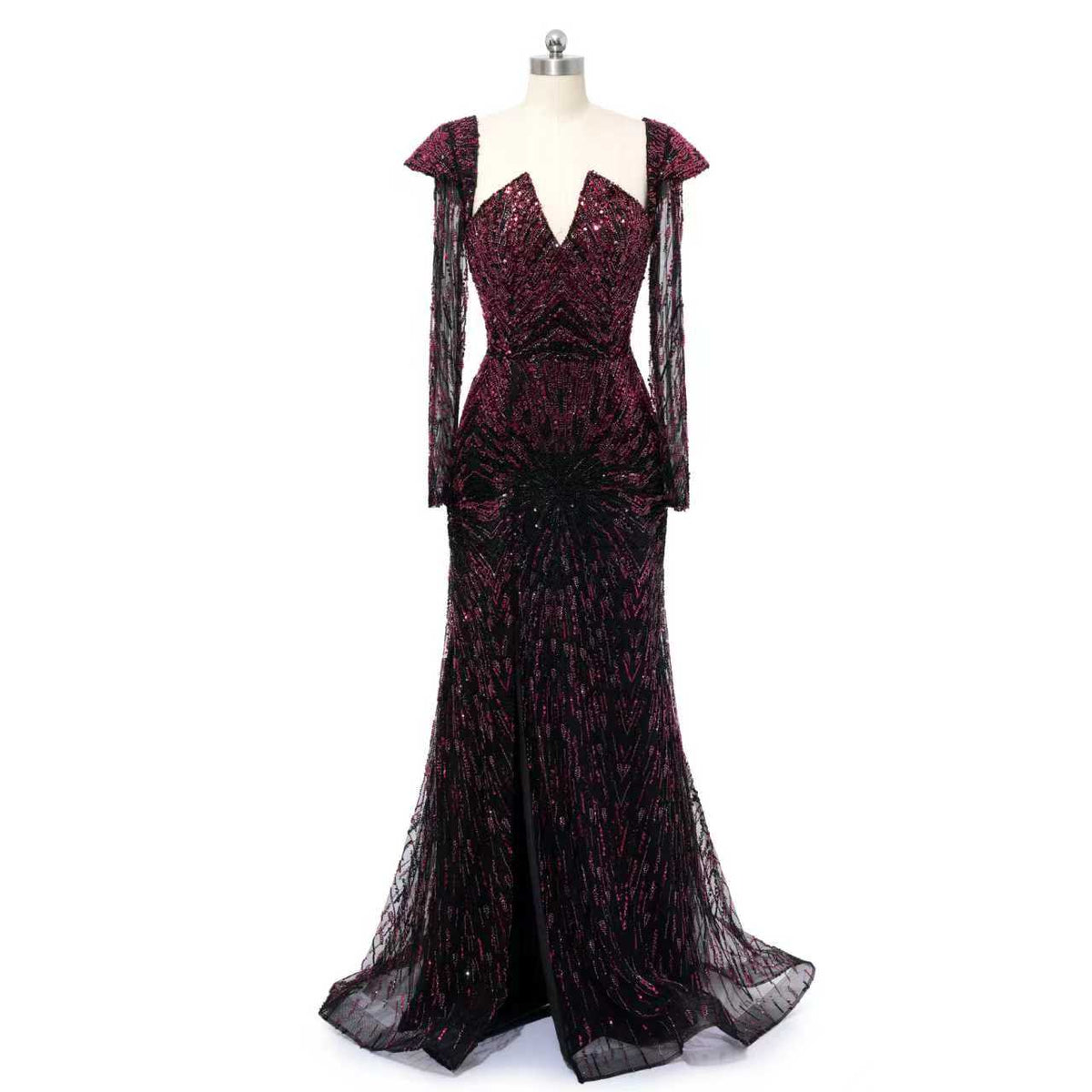 Luxury Asymmetrical Long Sleeves Mermaid Prom Dresses Column Backless With Beads