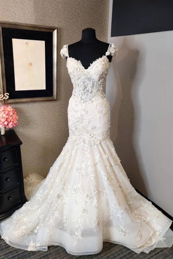 Luxury Mermaid Sweetheart Lace Backless Wedding Dress (ZD14434)