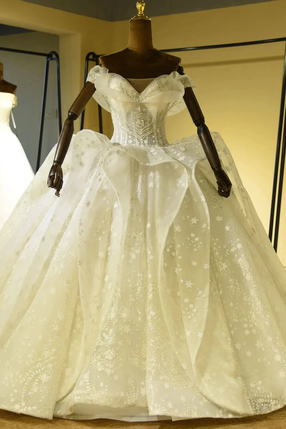 Luxury Sweetheart Lace-up Tulle Ball Gown Wedding Dress with Ruffles by misshow.com