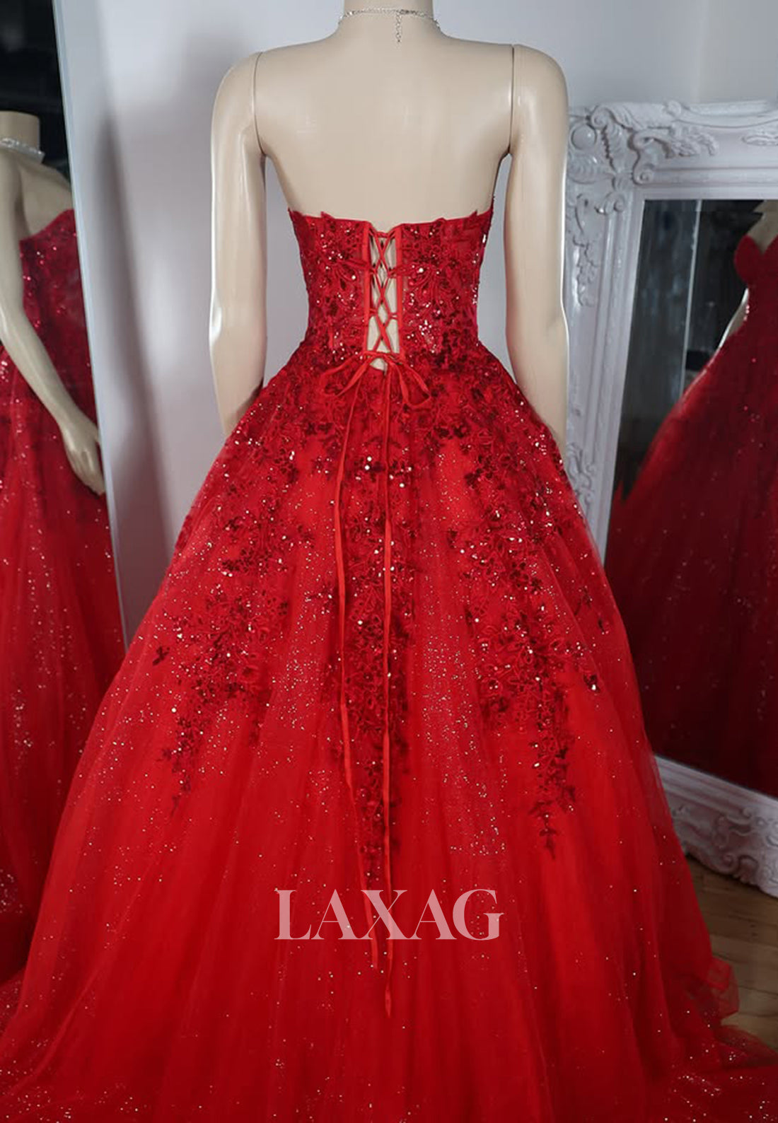 Sweetheart Off-Shoulder Sleeveless A-Line Prom Dress Pleated Applique Glitter-Tulle Party Gowns