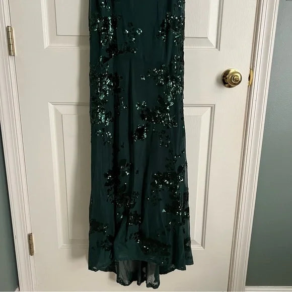 Beautiful Dark Green Mermaid V-Neck Cross-Strap Sequined Long Prom & Evening Dress - View 10 | FashionDia