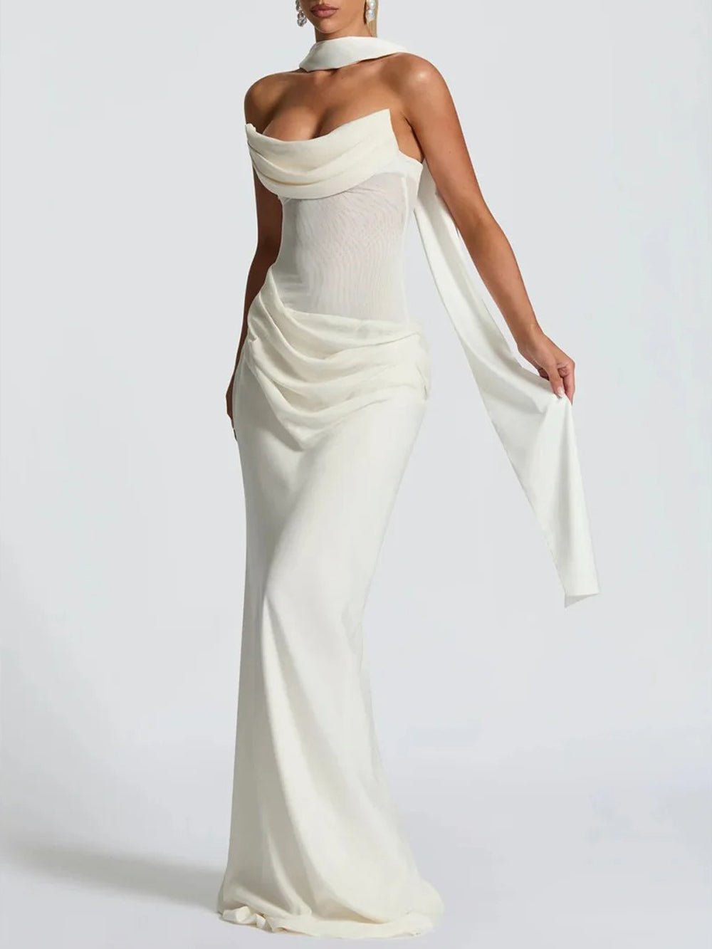 Malena Strapless Draped Maxi Gown