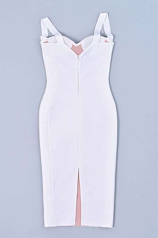 Marilyn Bodycon Wrap Midi Dress - White Pearl
