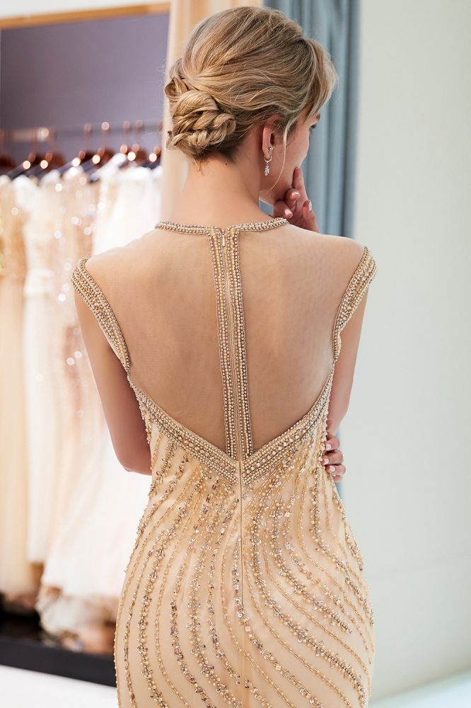 MARTHA Mermaid Floor-Length Sleeveless Golden Beading Evening Gowns