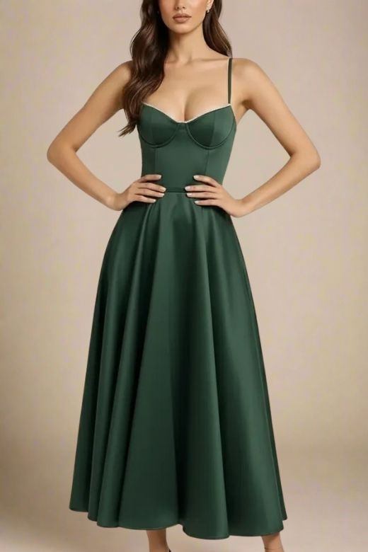 Mavis Midi Dress - Emerald Green