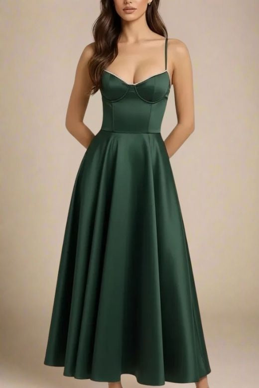 Mavis Midi Dress - Emerald Green