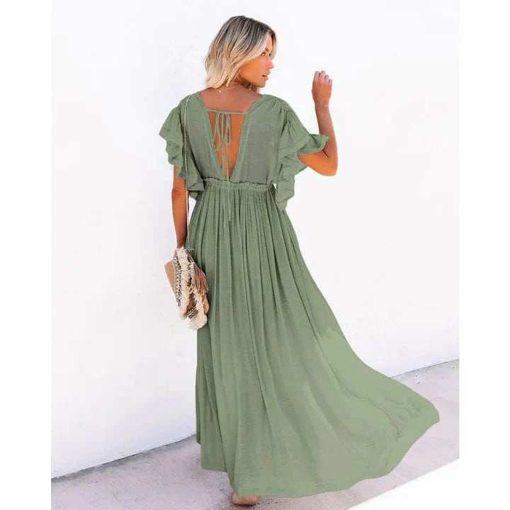 Adair Elevated Maxi Green Ibiza Beach Dress Evening Wear Edit