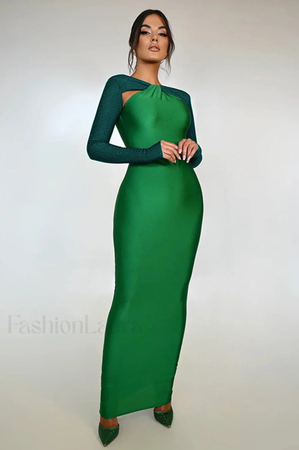 Megan Long Stylish Sleeve Patchwork Dress
