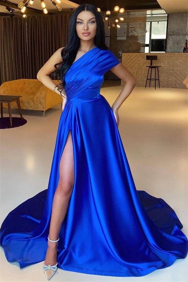 Mermaid Asymmetrical High Split One-Shoulder Floor-Length Prom Dress