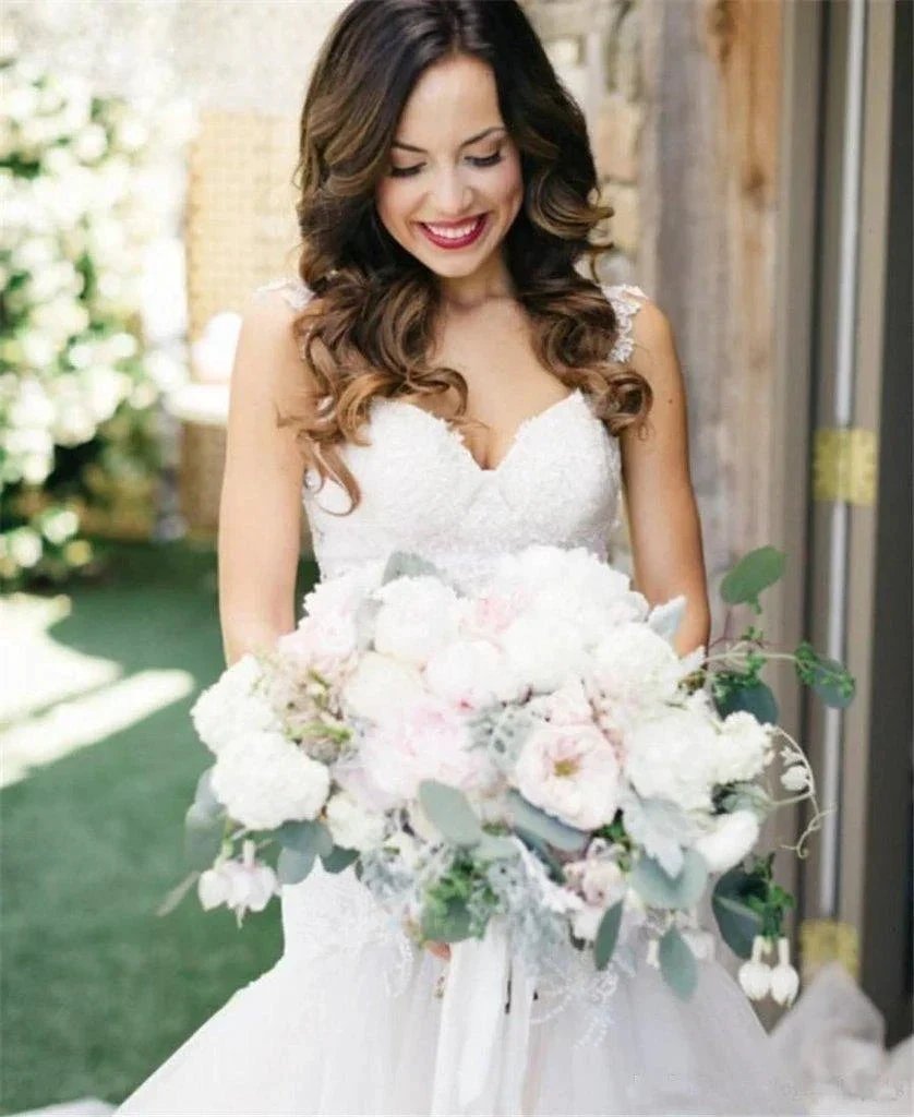 Mermaid Boat Neck Court Train Ivory Tulle Wedding Dress (ZD15449)