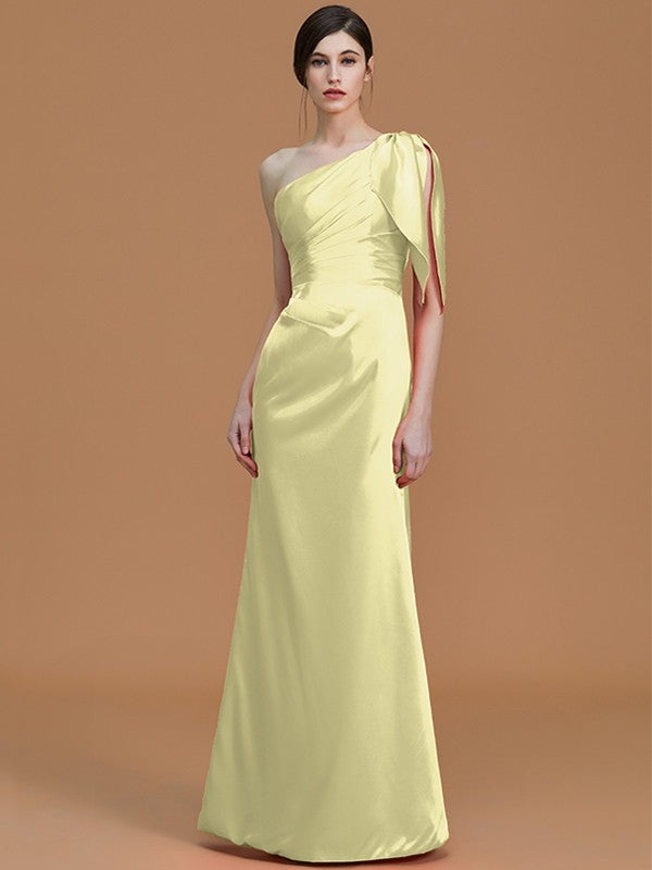 Mermaid Gorgeous One-Shoulder Sleeveless Ruched Satin Bridesmaid Dresses