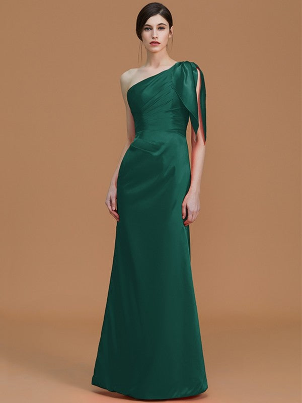 Mermaid Gorgeous One-Shoulder Sleeveless Ruched Satin Bridesmaid Dresses