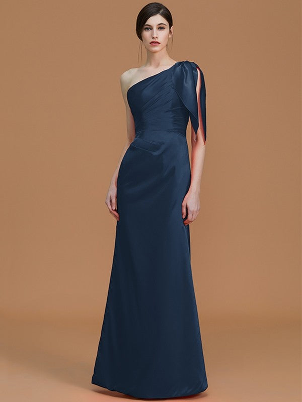Mermaid Gorgeous One-Shoulder Sleeveless Ruched Satin Bridesmaid Dresses