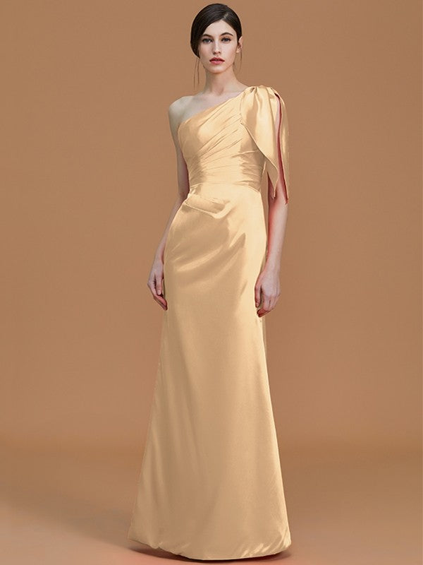 Mermaid Gorgeous One-Shoulder Sleeveless Ruched Satin Bridesmaid Dresses