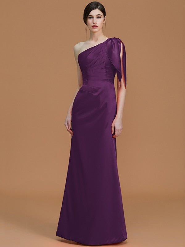 Mermaid Gorgeous One-Shoulder Sleeveless Ruched Satin Bridesmaid Dresses