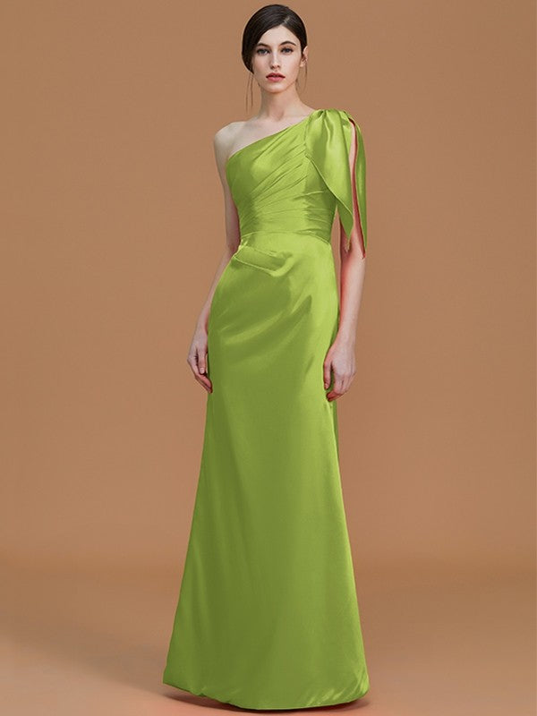 Mermaid Gorgeous One-Shoulder Sleeveless Ruched Satin Bridesmaid Dresses